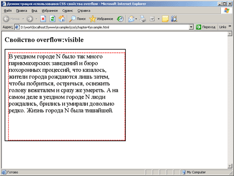 Интерпретация свойства overflow:visible браузером Internet Explorer